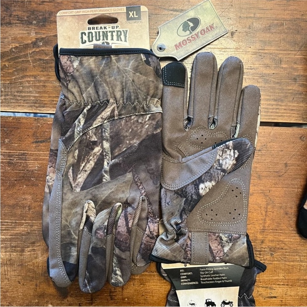 Mossy Oak Break-Up Country Men's Camouflage Gloves Sz M or XL, Great Gift!